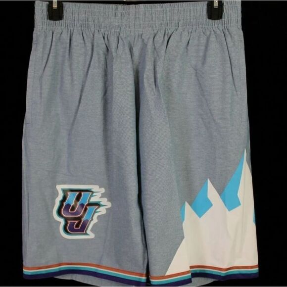 BRAND NEW MITCHELL AND NESS HWC UTAH JAZZ  DENIM SHORTS L - Picture 1 of 5
